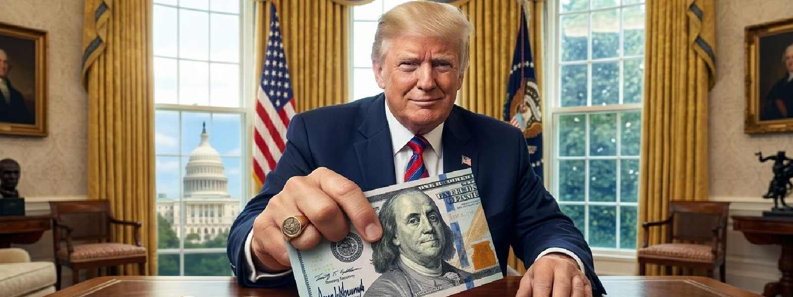 ජනපති ට්‍රම්ප්ගේ අත්සන ඩොලර් නෝට්ටුවලට